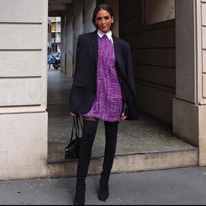 NWT  ZARA Textured Halter Pinafore Dress